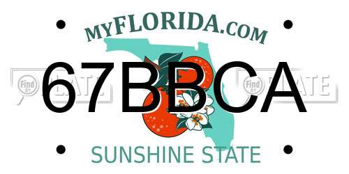 67BBCA Florida License Plate