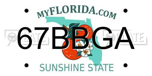 67BBGA Florida License Plate