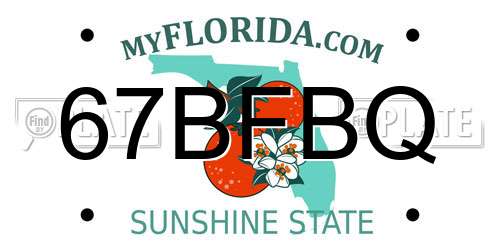 67BFBQ Florida License Plate