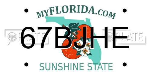 67BJHE Florida License Plate