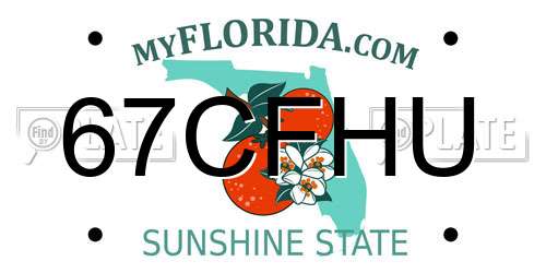 67CFHU Florida License Plate