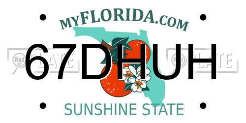 67DHUH Florida License Plate