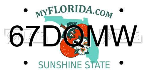 67DQMW Florida License Plate