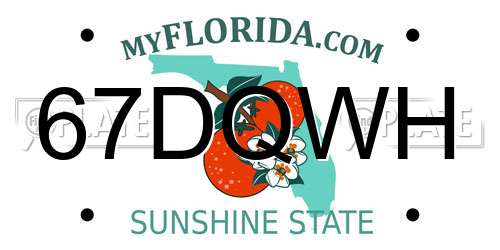 67DQWH Florida License Plate