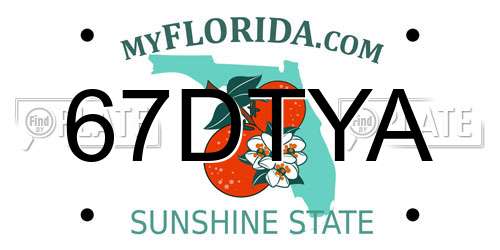 67DTYA Florida License Plate