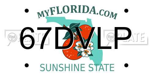 67DVLP Florida License Plate