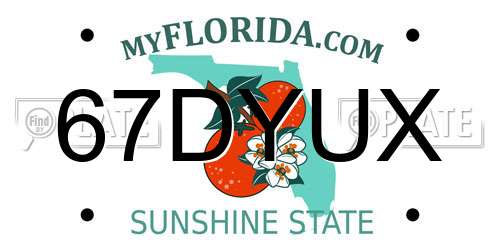 67DYUX Florida License Plate