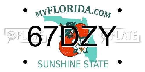 67DZY Florida License Plate
