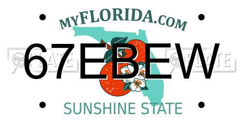 67EBEW Florida License Plate