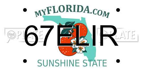67ELIR Florida License Plate