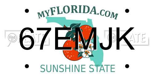 67EMJK Florida License Plate