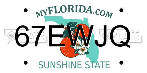 67EWJQ Florida License Plate