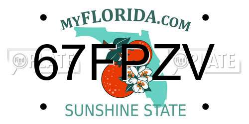 67FPZV Florida License Plate