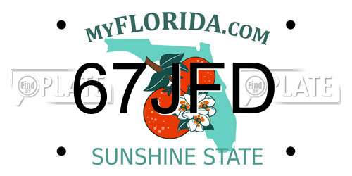 67JFD Florida License Plate