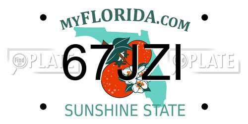 67JZI Florida License Plate