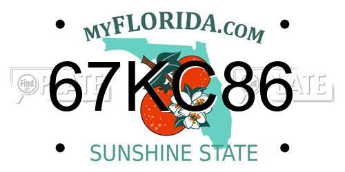 67KC86 Florida License Plate