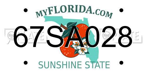67SA028 Florida License Plate