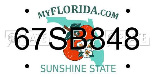 67SB848 Florida License Plate