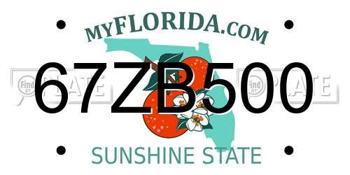 67ZB500 Florida License Plate