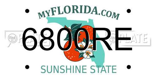 6800RE Florida License Plate
