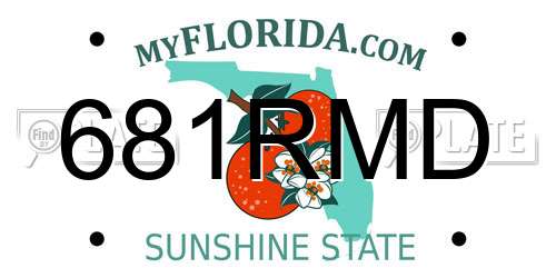 681RMD Florida License Plate