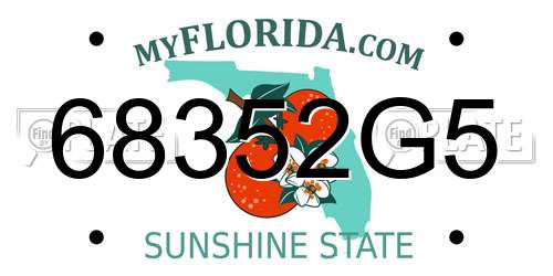68352G5 Florida License Plate