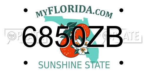 6850ZB Florida License Plate