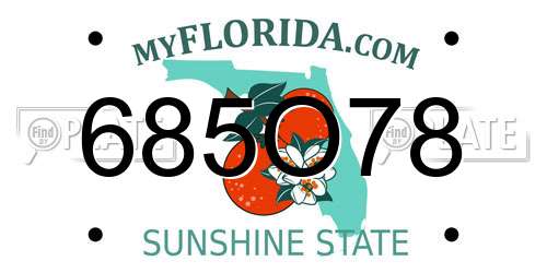 685O78 Florida License Plate