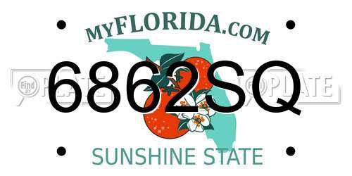 6862SQ Florida License Plate