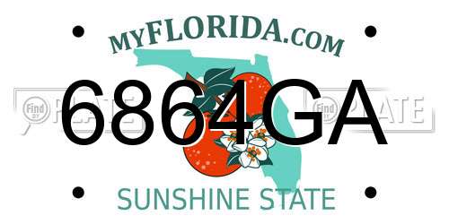 6864GA Florida License Plate