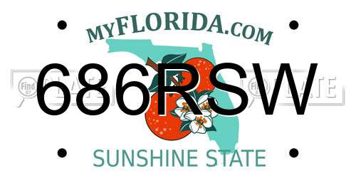 686RSW Florida License Plate