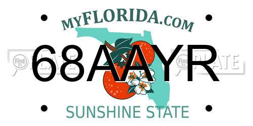 68AAYR Florida License Plate
