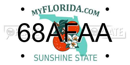 68AFAA Florida License Plate
