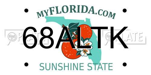 68ALTK Florida License Plate