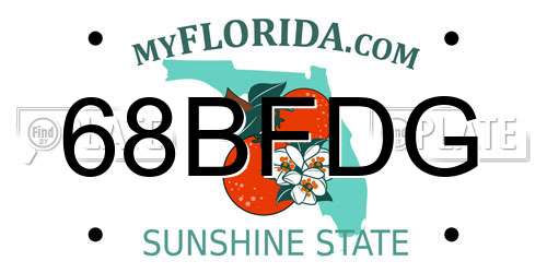 68BFDG Florida License Plate