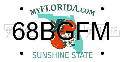 68BGFM Florida License Plate