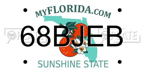 68BJEB Florida License Plate
