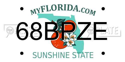 68BPZE Florida License Plate