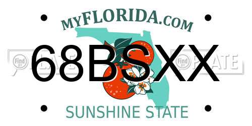68BSXX Florida License Plate
