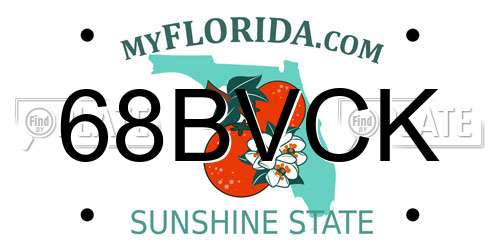 68BVCK Florida License Plate
