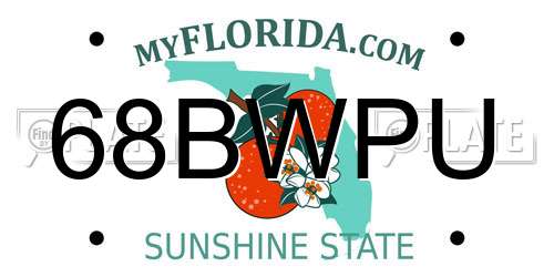 68BWPU Florida License Plate