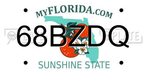 68BZDQ Florida License Plate
