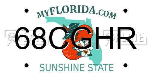 68CGHR Florida License Plate