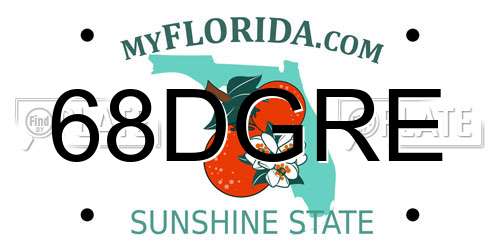 68DGRE Florida License Plate