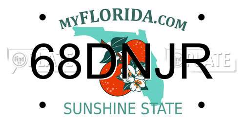 68DNJR Florida License Plate