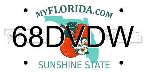 68DVDW Florida License Plate