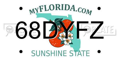 68DYFZ Florida License Plate