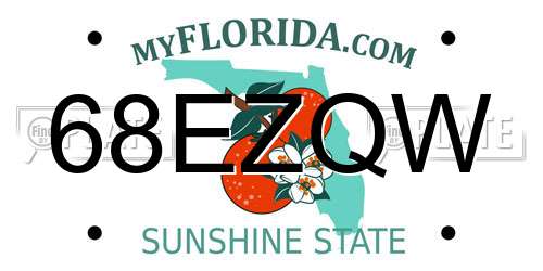 68EZQW Florida License Plate