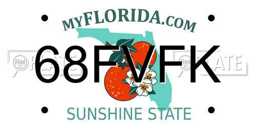 68FVFK Florida License Plate