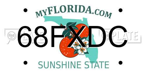 68FXDC Florida License Plate